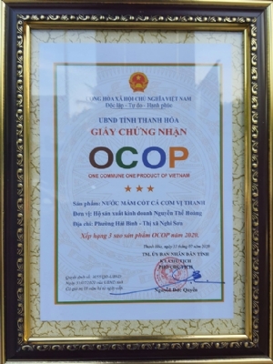 Chứng nhận sản phẩm Nước mắm Vị Thanh